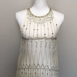 PJK Patterson J Kincaid Top Cami Sleeveless High Neckline Sequin Beaded Boho Gold Photo 0