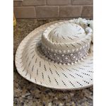 Vintage VTG Sonni San Francisco Wide Brim Straw Sun Derby Church Easter Hat Tan Photo 7