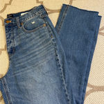 J.Crew  high rise straight premium edition button fly raw hem blue jeans,size 28 Photo 0