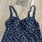 Woman’s Swimwear Sz 16 Flattering Tankini Top Navy Blue Floral Adjustable Straps Photo 2