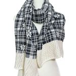 Isotoner Women’s fairisle scarf snowflake print , crochet detail, winter holiday … Photo 0