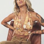 Princess Polly RETRO FLORAL HALTER TOP ORANGE Photo 0