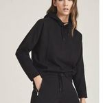Reiss Arden Hoodie Womens M Black Crop Jersey Rib Zip Relaxed Loungewear Rock Photo 12