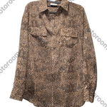 New York And Company  Women’s Brown Snakeskin Patterned Button-Down Shirt Size S Photo 1