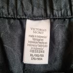 Victoria's Secret Black Satin Logo Print Sleep Shorts Pink Trim Women's Size XL Photo 5