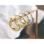 Boutique Chunky Tubular Hoop Earrings | White‎ Gold Filled Photo 11