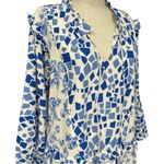 Tolani Collection Mae Geo Blue White Floral Knee Length Dress Size Large, NWT Photo 5