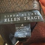 Ellen Tracy Vtg Chocolate Brown Button Down Top Snake Print Jacquard size 4 Photo 4