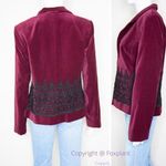 Maggy London Maggy London 100% cotton embossment burgundy velvet blazer jacket, size 10 Photo 2