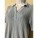 Adrianna Papell  Knit Polo Shirt Size L Light Blue Short Sleeve Button Neck Photo 1