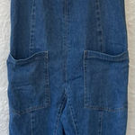 Free People One And Done denim slouchy jumpsuit with drop-crotch harem legs; S Photo 0