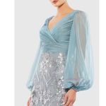 Mac Duggal  67886 Blue Illusion Puff Sleeve Pleated Bodice Embellished Gown 14 Photo 1