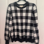 Marled Crewneck Buffalo check plaid puff cuff puff sleeve sweater Sz M basic Black Size M Photo 0