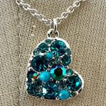 Relic by Fossil Teal Crystal Pave Heart Pendant Necklace Photo 0