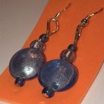 Shimmer Purple Round Beads Boho Dangling Pierced Earrings Photo 1