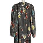 Umgee XL / 1X Sheer Floral Striped Long Kimono Duster Open Front Casual Photo 1