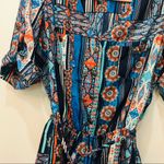 Mimi Chica Boutique Blue Orange Print Pocketed 3/4 Sleeve Buttoned Belted Romper … Photo 4