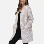 Frye Oatmeal Combo Cozy Comfy Soft Knit Geometric Print Cardigan Small New NEW Photo 1