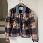 Pilcro Anthropologie Plaid Denim Mix Jacket in Blue Photo 2