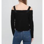 ZARA Off-The-Shoulder Top With Straps Black Long Sleeve Travel Crinkled Blouse M Photo 3