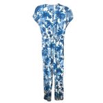 ZARA Floral Tie Front Linen Blend Jumpsuit Blue Small Photo 3