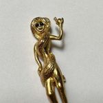 Biblical Eve With An Apple Forbidden Fruit Brooch Pin Gold Tone Religious Figure Photo 4