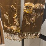 Embellished Gold Scarf with Beaded Fringe Photo 9