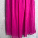 LT Lan Ting NWT Hot Pink Pearl Collar Aline Chiffon Overlay Midi Dress Sz SM Photo 7