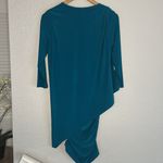 Last Tango Jewel Tone Teal Shirred Stretchy Asymmetrical Dress Cocktail Party Blue Photo 4