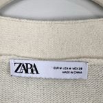 ZARA  Black Ecru Striped Oversized Wool V-neck Cardigan Chunky Buttons Sz Medium Photo 1