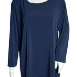 Chico's  Shirt Womens‎ XL Blue Slinky Travel Workwear Office Casual Minimalist Photo 0