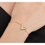 Boutique Dainty Yellow Gold Filled V-Shape Bracelet, 7-9” Photo 2