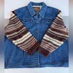 Vintage Faded Glory Denim Brown Fair Isle Sweater Top Jacket Shacket 22/24W XL Blue Photo 0