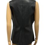 Venus Black Leather and Lace Sleeveless Lined V Neck Vest Tank Top Womens 12 Photo 3