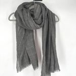 John Lewis Plaid Blanket Scarf Gray Cotton Wool Blend Metallic Fiber Fringe Photo 8