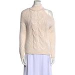 Intermix  Britta Ivory Cold Shoulder Cableknit Wool Sweater Size Petite Photo 1