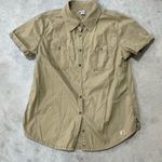 Carhartt  Womens Brown Duck Short Sleeve Top Blouse Button Down Size Medium 8-10 Photo 1