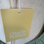 Charlie Holiday  Sonny Mini Dress Size 8 Sage Green Linen Cotton Long Puff Sleeve Photo 5
