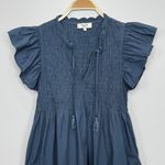 Sea New York Rene Tunic Dress 8 Slate Smocked Ruffle Sleeve Boho Casual Chic Blue Photo 2