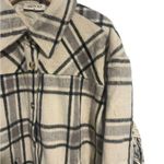 The Post Shacket Womens Large Plaid Fringed Flannel Jacket Western Full Button Gray Photo 3