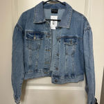 NWT! Cropped denim jacket. Puff sleeve detail. Blue Size M Photo 0