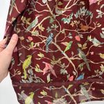 J. Crew Point Sur Ruffle Neck Popover Top Blouse Menagerie Bird Print Small Brown Photo 10