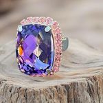 Handcrafted sparkly ring made with Swarovski crystal adjustable fit Purple Photo 1