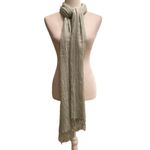 J.Crew Mint Green & Silver Metallic Fringe Trim Scarf Photo 3