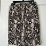 INC International Concepts Brown Tan Snakeskin Print Pocket Skirt Size 4 NWOT Photo 0