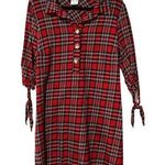 Naïf NAIF Holiday Flannel Shirt Dress Red Green Plaid Sz M Photo 0