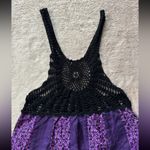 Free People Women’s Purple Silk Open-Crocheted Top Tie-Back Size Small Photo 2