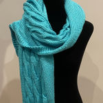 Warm cable knit Turquoise Knit Scarf like new Blue Photo 0