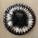 Bebe Black Silver Metallic Sequin Beret Hat Photo 5