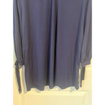 Lulus Tunic Blouse Womens Size L Dark Blue V Neck Long Peep Sleeve Bow Tassel Photo 3